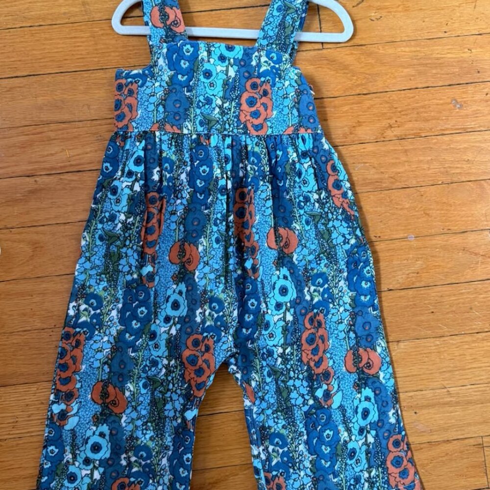 Kate Quinn grotto hollyhock gaucho jumpsuit, 6-12m NEW WITH TAGS